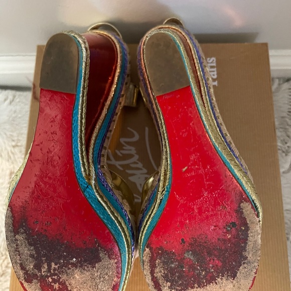 Christian  louboutin tortolita gold wedges 140mm - Picture 6 of 10